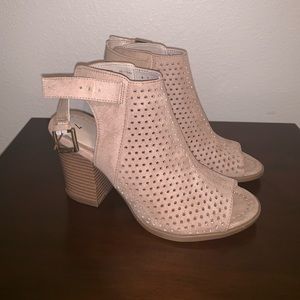 Nude open toe booties